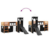 Kids' Loft Bed with Tower White&Black 80x200 cm Solid Wood Pine 3309125