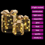 Gift Box Decoration 3 pcs Warm white 20 x 20 x 20 cm Rattan 42019090