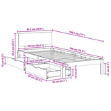 Bed Frame with Headboard 3 pcs Wax Brown Solid Pine Wood 3422763