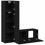 TV Cabinet Set Wall-mounted 3 pcs Black oak 130.5 x 30 x 140 cm 3333053