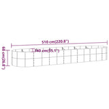 Garden Raised Bed Powder-coated Steel 510x140x68 cm Silver 319117
