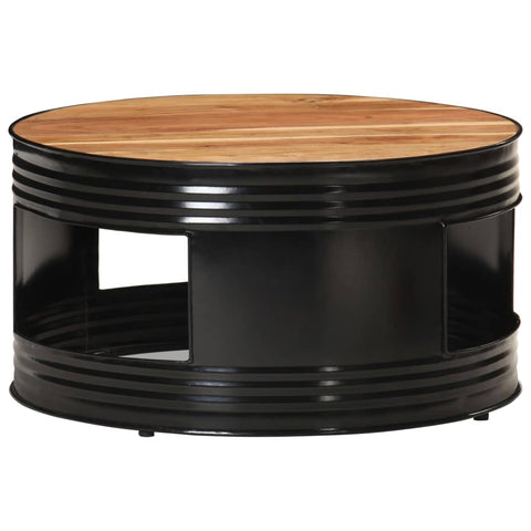 ZNTS Coffee Table Black 68x68x36 cm Solid Acacia Wood 321933