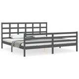 Bed Frame without Mattress Grey 200x200 cm Solid Wood 3194008
