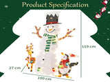 4FT White 2.5D Snowman Christmas Light Decoration with Penguin & Reindeer, 122 Warm White Lights, 31890670