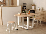 Folding 3 Pieces Bar Table Set, Mobile Dining Table and 2 Stools with Storage Shelf, 2 Drawers and 6 T3398P330500