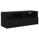 TV Wall Cabinets Wall-mounted 2 pcs Black Oak 80 x 30 x 30 cm 882933