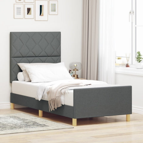 ZNTS Bed Frame Dark grey Engineered wood 90 x 190 cm 3344768