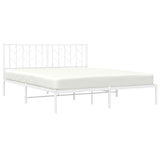 Metal Bed Frame without Mattress with Headboard White 160x200cm 374489