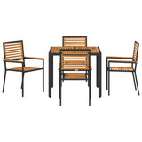 Garden Dining Set 5 pcs Black and Wood Poly Rattan 3365436