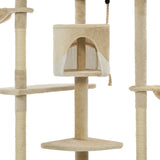 Cat Tree with Sisal Scratching Posts 203 cm Beige and White 170527