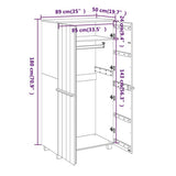 Wardrobe HAMAR Light Grey 89x50x180 cm Solid Wood Pine 340483