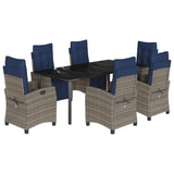 7 Piece Garden Dining Set with Cushions Grey Poly Rattan 3213056