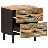 Bed Cabinet Black 40x33.5x46 cm Solid Rough Wood Mango 4018626