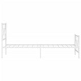 Metal Bed Frame without Mattress with Footboard White 100x200cm 376288
