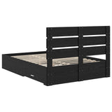 Bed Frame with Drawer Black Oak 140 x 200 cm Engineered Wood 3411965
