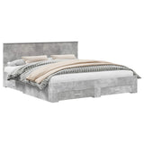 Bed Frame Concrete Grey 200 x 200 cm Engineered Wood 3408225
