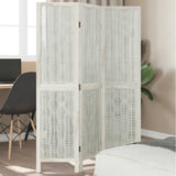 Room Divider 3 Panels White Solid Wood Paulownia 358669