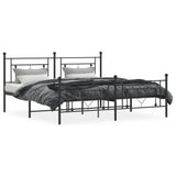 Metal Bed Frame without Mattress with Footboard Black 183x213cm 374362