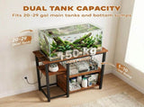 Fish Tank Stand with Power Outlets Aquarium Stand with Cabinet 20-29 Gallon Tanks Tiger Wood Grain T3398P550335