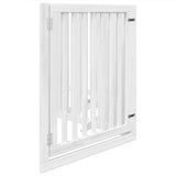 Dog Gate with Door Foldable 4 Panels White 320 cm Poplar Wood 352251