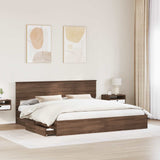 Storage Bed with Drawer Brown Oak 200 x 200 cm Engineered Wood 3410769