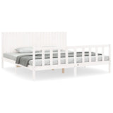 Bed Frame without Mattress White 200x200 cm Solid Wood Pine 3192967