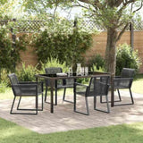 Garden Dining Set 5 pcs Black Powder-Coated Steel 3379313