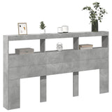 Headboard Cabinet with LED Concrete Grey 180x17x102 cm 839213