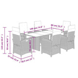 7 Piece Garden Dining Set with Cushions Grey Poly Rattan 3212269