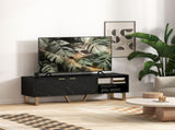 Marble Effect TV Unit, TV Stand Cabinet for up to 70" TVs, Modern TV Cabinet with Shelves and T3398P344814