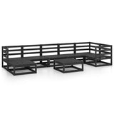 ZNTS 8 Piece Garden Lounge Set Black Solid Pinewood 3075703