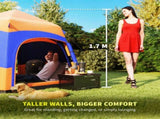 Six Man Hexagon Camping Tent with Hang Hook and Carry Bag - Orange and Blue T3398P348685