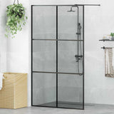 Walk-in Shower Wall Black 115 x 195 cm Tempered Glass 42022045