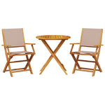 ZNTS 3 Piece Bistro Set Taupe Fabric and Solid Wood 3281858