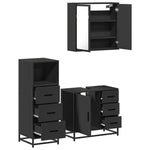 ZNTS 3 Piece Bathroom Furniture Set Black Engineered Wood 3301015