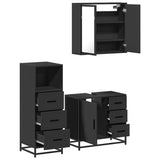 ZNTS 3 Piece Bathroom Furniture Set Black Engineered Wood 3301015