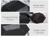 Rubber Dumbbell Set Sports Hex Weight Sets Home Gym Fitness Lift Strength Training Exercise x 5kg, T3398P376771