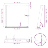 Dining Table Legs U-Shaped 2 pcs Natural Steel 80x cm Steel 4012799