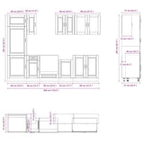 8 Piece Kitchen Cabinet Set Porto Black Engineered Wood 3314812