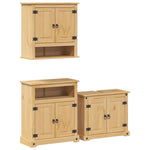 ZNTS 3 Piece Bathroom Furniture Set Corona Solid Wood Pine 3334639