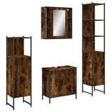4 Piece Bathroom Cabinet Set Smoked Oak Engineered Wood 3214772