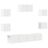 7 Piece TV Cabinet Set White Engineered Wood 3114502