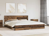 Bed Frame with Headboard Old Wood 200 x 200 cm Solid Pine Wood 3410054