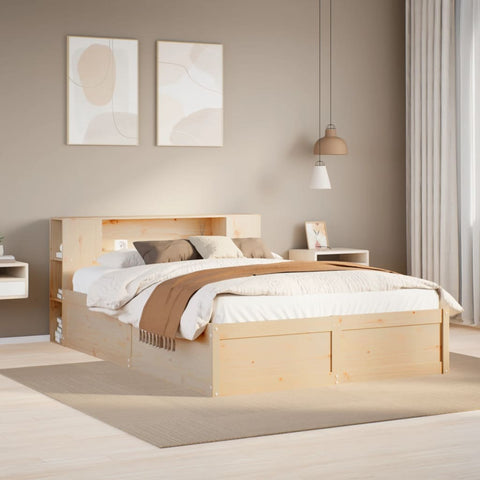 ZNTS Bed Frame without Mattress 120x190 cm Small Double Solid Wood Pine 3323428