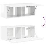 TV Wall Cabinet Set 4 pcs High Gloss White Engineered Wood 3408938