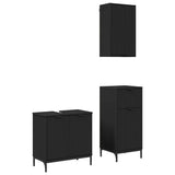 Bathroom Furniture Set 3 pcs Black Engineered Wood and Metal 3393104