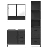 ZNTS 3 Piece Bathroom Furniture Set Black Engineered Wood 3301165