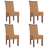Dining Chairs 4 pcs Brown Natural Rattan 274202
