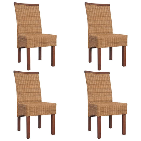 Dining Chairs 4 pcs Brown Natural Rattan 274202