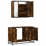 ZNTS 2 Piece Bathroom Furniture Set Smoked Oak Engineered Wood 3300892